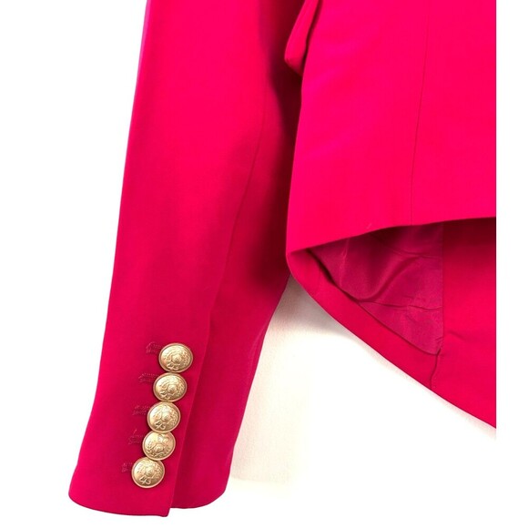 New Choosy Betsy Blazer Women Sz 2 Magenta Double Breasted Gold Accent Fitted R4 - Picture 9 of 12